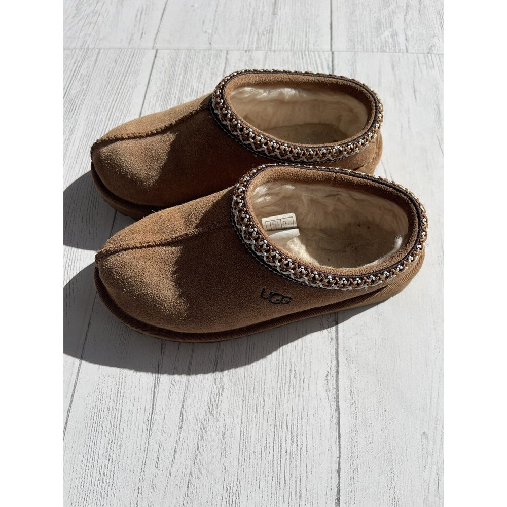 Youth Girls UGG Tasman II Suede Sheepskin Winter Slippers Brown Size 1 #1019066K